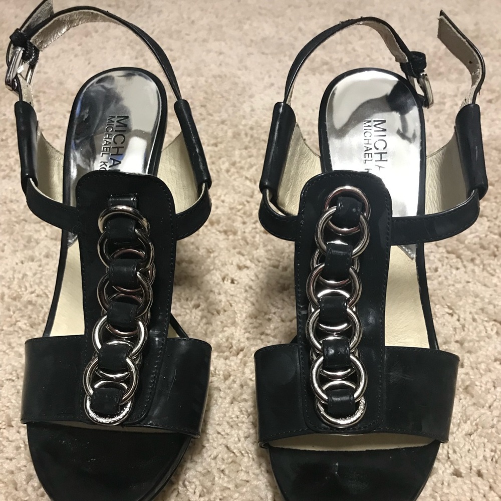Michael Kors- black rings t-strap heels
